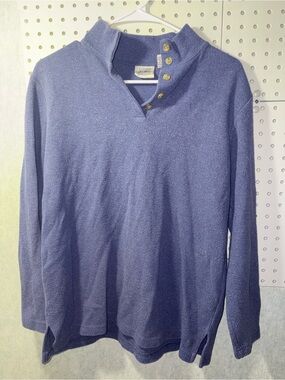 jason maxwell Blue Crewneck Button-Trim Sweater